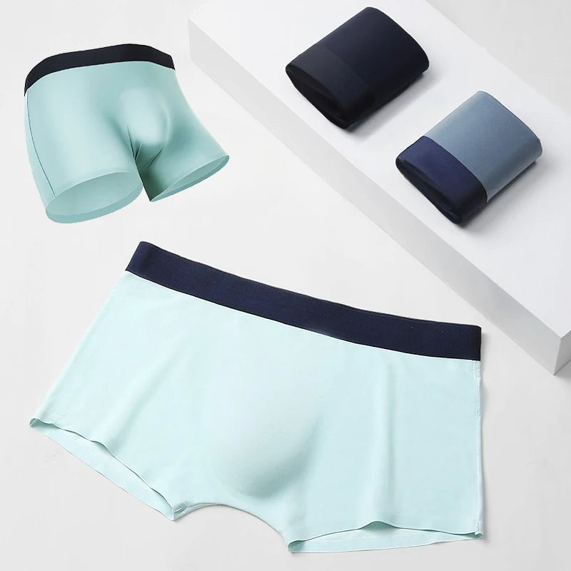 Mens Total Support Pouch Boxer Briefs Silky Cooling Moisture Wicking Underwear Soft Breathable Elastic Waistband Underpants