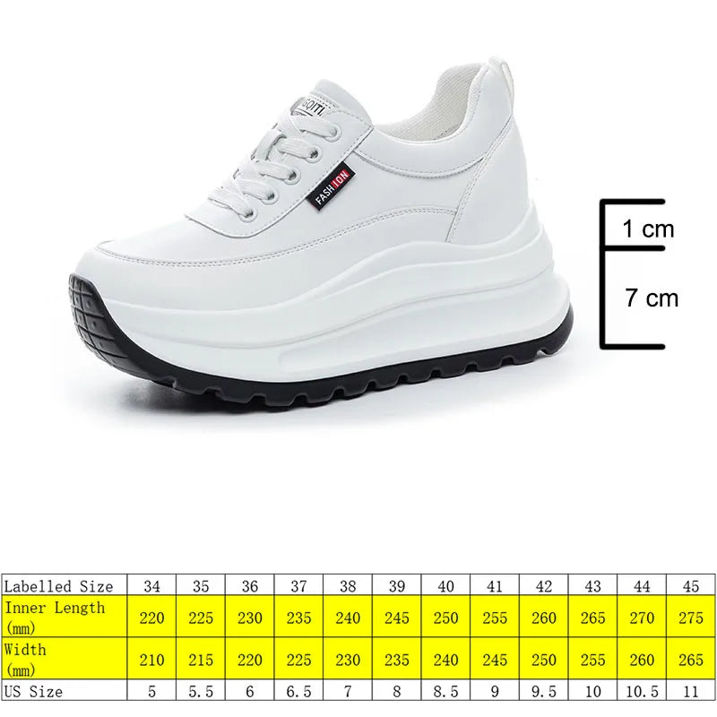 Fujin 8cm Heel Sneakers Genuine Leather White