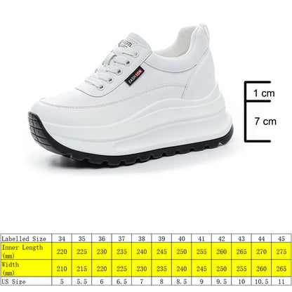 Fujin 8cm Heel Sneakers Genuine Leather White