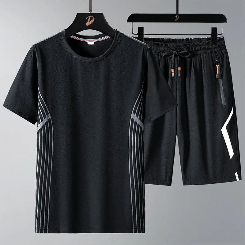 Men T Shirt Suit Shorts Tshirt Set