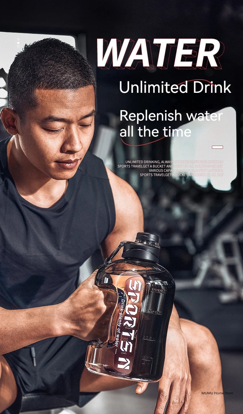 1.7L/2.7L/4L/5L Large Capacity Sports Water Bottle – Gym, Camping & Fitness Hydration Jug