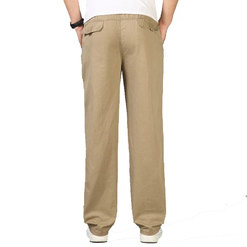 Men Pants Casual Cotton Long Pants Straight Joggers