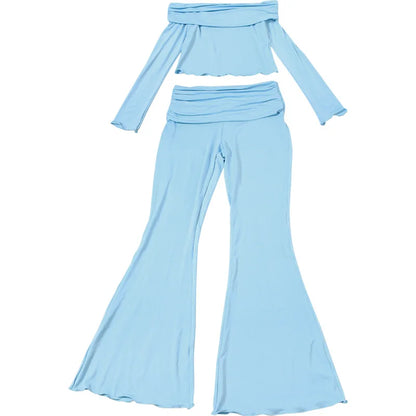 Fold Over Flare Pants 2 Piece Set
