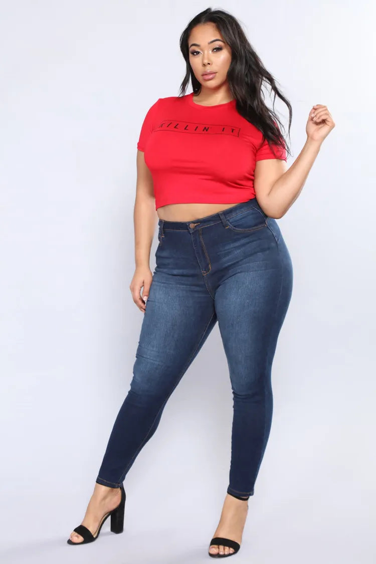 Women's plus size high waist jeans  L-5XL