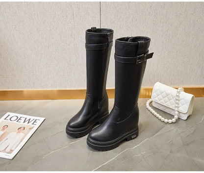 Fujin 10cm Knee High Boots for Women Motorcycle Boots