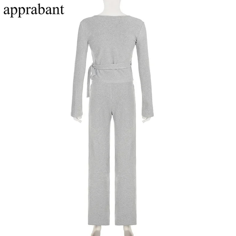Drawstring High Waist Trousers Set