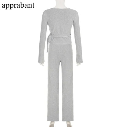 Drawstring High Waist Trousers Set