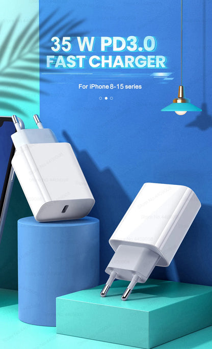35W USB-C Fast Charger with Cable – Compatible with iPhone 11/12/13/14/15 Series