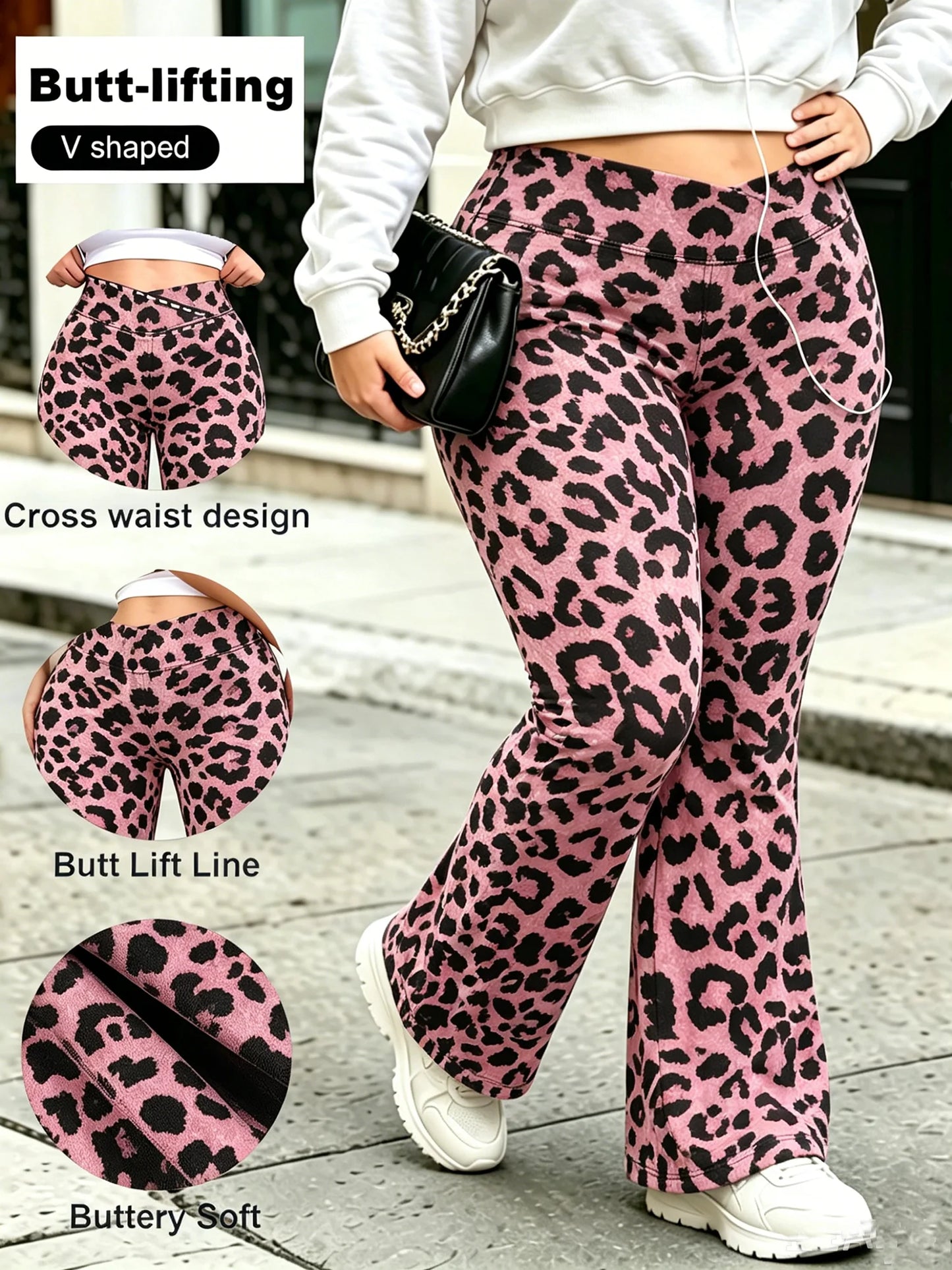 Plus Size Cross Waist Flare Leggings