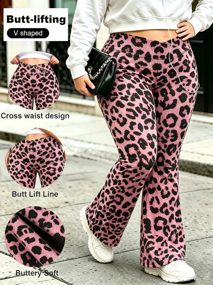 Plus Size Cross Waist Flare Leggings
