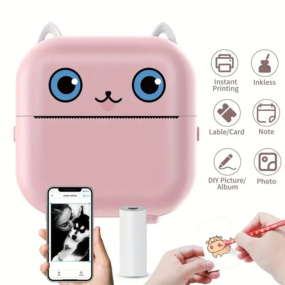 Mini Printer, Portable Thermal Printer Inkless Sticker Maker Machine, Pocket Bluetooth Printer for Pictures, Photos,Journals