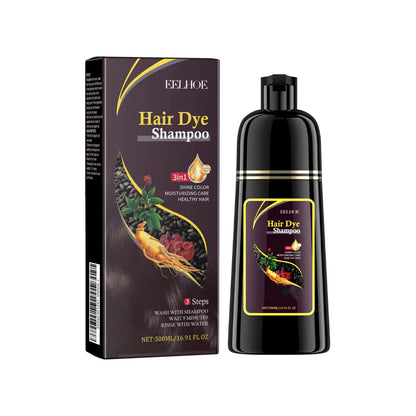 500ml Natural Herbal Hair Dye Shampoo 3 in 1 Change Hair Color Gray Hair to Dark Brown Black Deep Nourishing Fashion Hair Care