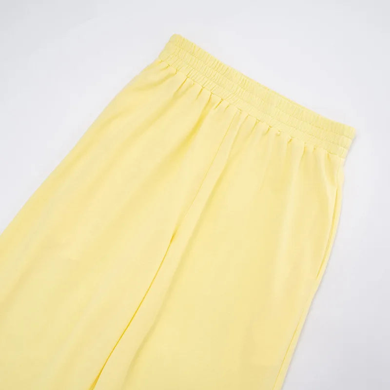 Casual Elastic Wide Leg Pants 2 Pieces Sets