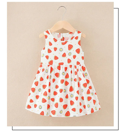 Cotton Cartoon Summer Dress for Girls – Sleeveless Princess Party Outfit