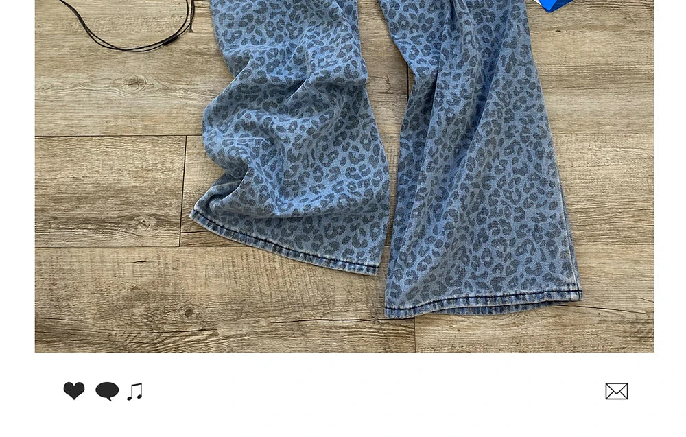 Leopard Print Wide Leg Jeans