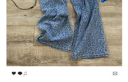 Leopard Print Wide Leg Jeans