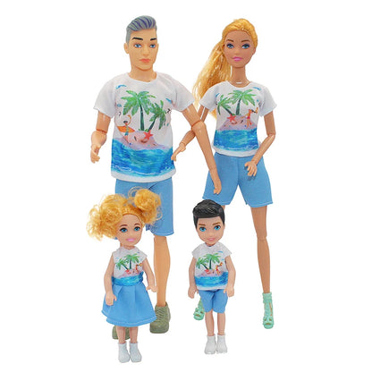 4pcs Family Dolls Ken & Wife Playset