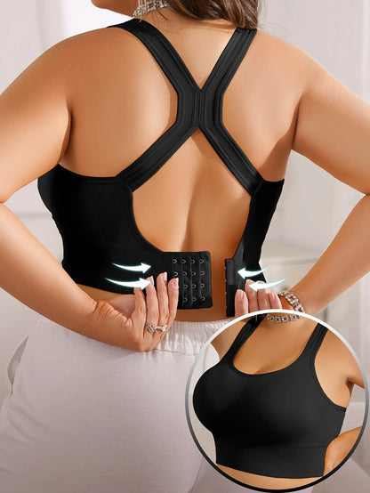 Plus Size Women's Sports Bra with Cross Straps And Padding
