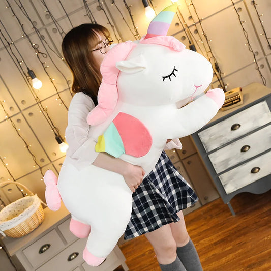 25-100CM Giant Size Unicorn Plush Toy Soft Stuffed Cartoon Unicorn Dolls Animal Horse High Quality Birthday Gift