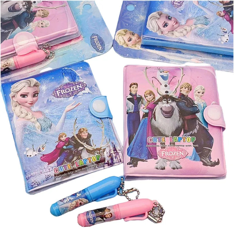 2pcs/set Disney Frozen Pen Notebook Stationery Books Elsa Anna Kids Cute Cartoon Student Writing Book Action Figure Toys Gifts