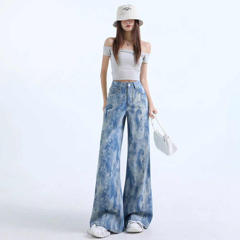 Light Blue Tie-Dye Print Jeans