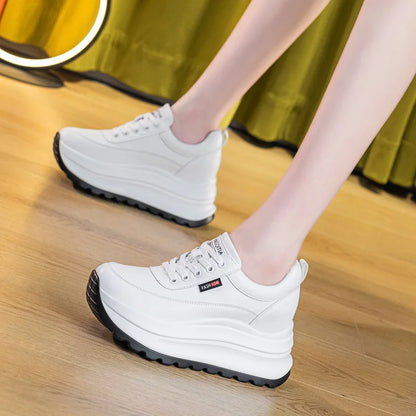 Fujin 8cm Heel Sneakers Genuine Leather White