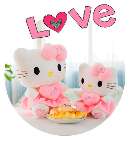 24-55cm Sanrio Hello Kitty Cat Plush Toys Cartoon KT Cat Plushie Doll Soft Stuffed Anime Pillow Birthday Gifts For Kids Girls