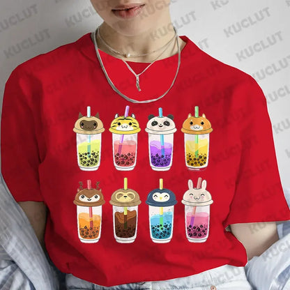 Women Clothing Boba Drink T-Shirt Bubble Tea Kawaii Drinks