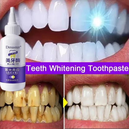 V34 Purple Whitening Toothpaste – Color Correcting Enzyme Mousse for Stains & Yellow Teeth (50g)