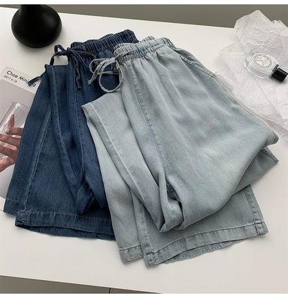 Thin Ice Silk Denim Pants for Women