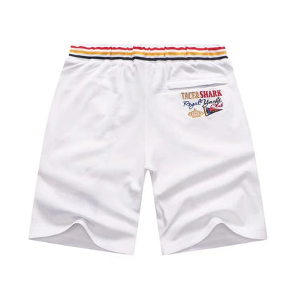 TACE&SHARK Men's White Casual Shorts with Embroidered Logo