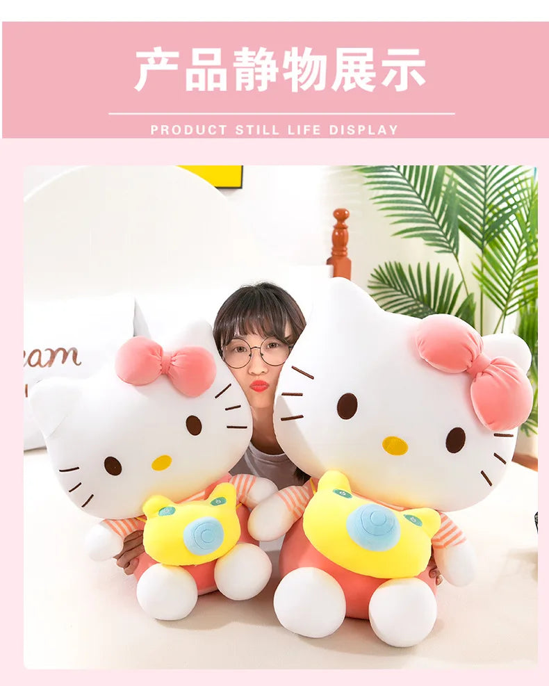 35cm Saniro Hello Kitty Plush Camera KT Cat Doll Cute Cat Kitty Toys Children's Gift Girl Sofy Stuffed Animal Pillow Toys Gifts