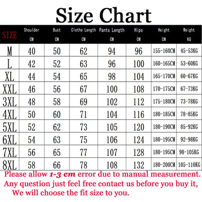Men Set Large Size 6XL 7XL 8XL 9XL