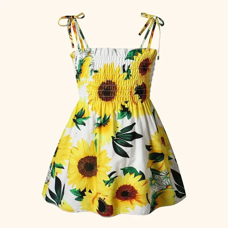 Children's Summer Floral Princess Dress – Cotton Sling Sundress for Girls