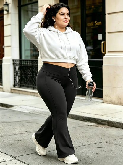 Plus Size Cross Waist Flare Leggings