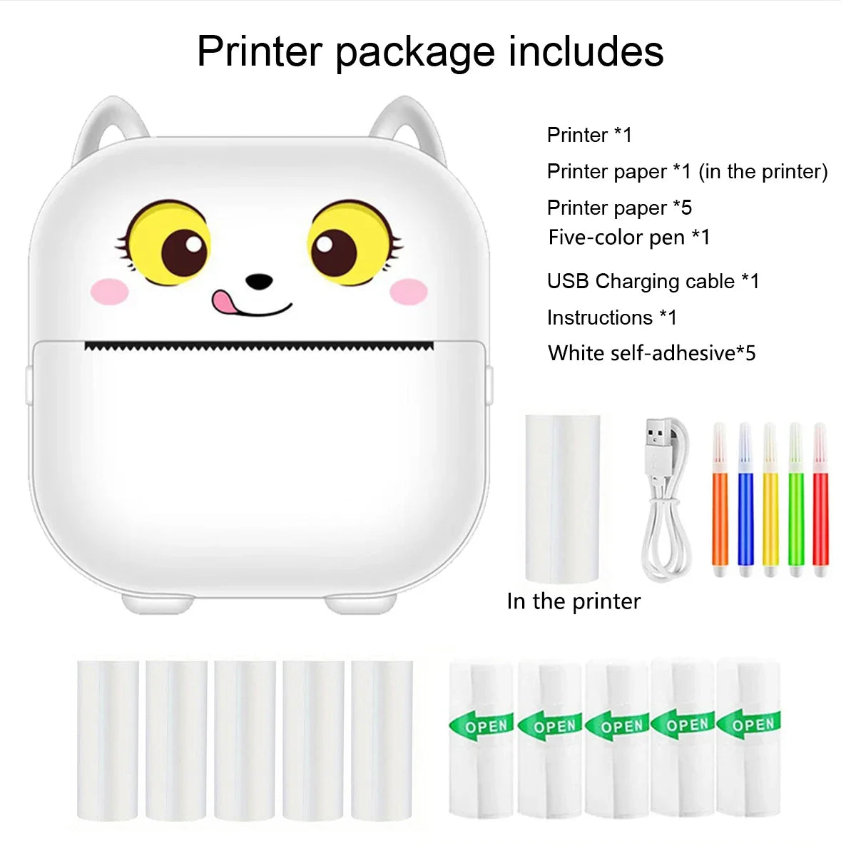 Mini Printer, Portable Thermal Printer Inkless Sticker Maker Machine, Pocket Bluetooth Printer for Pictures, Photos,Journals