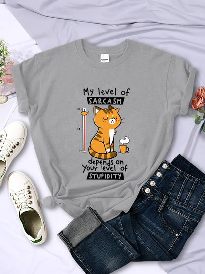 My Level of Sarcasm Depends on Your Level of Stupidity Graphic T Shirts