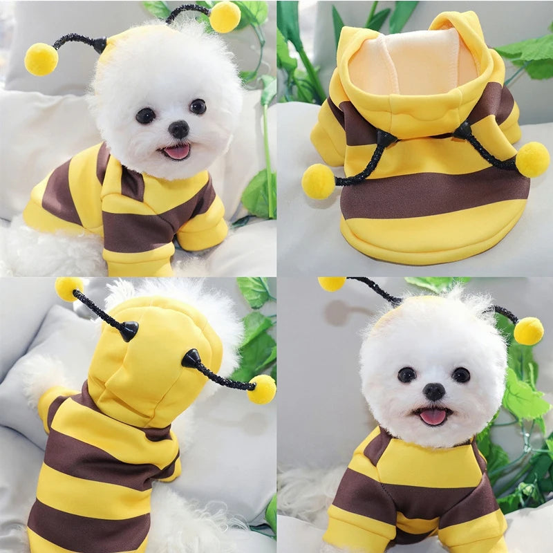 Bee Pet Puppy Coat – Fleece Hoodie Outfit for Small Dogs