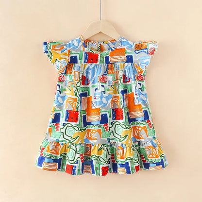 100% Cotton Summer Dress for Girls – Heart Print Sleeveless Princess Outfit
