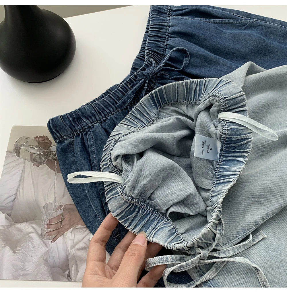 Thin Ice Silk Denim Pants for Women
