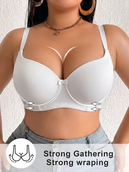 Plus Size Ribbed Women Bra Thin Cup