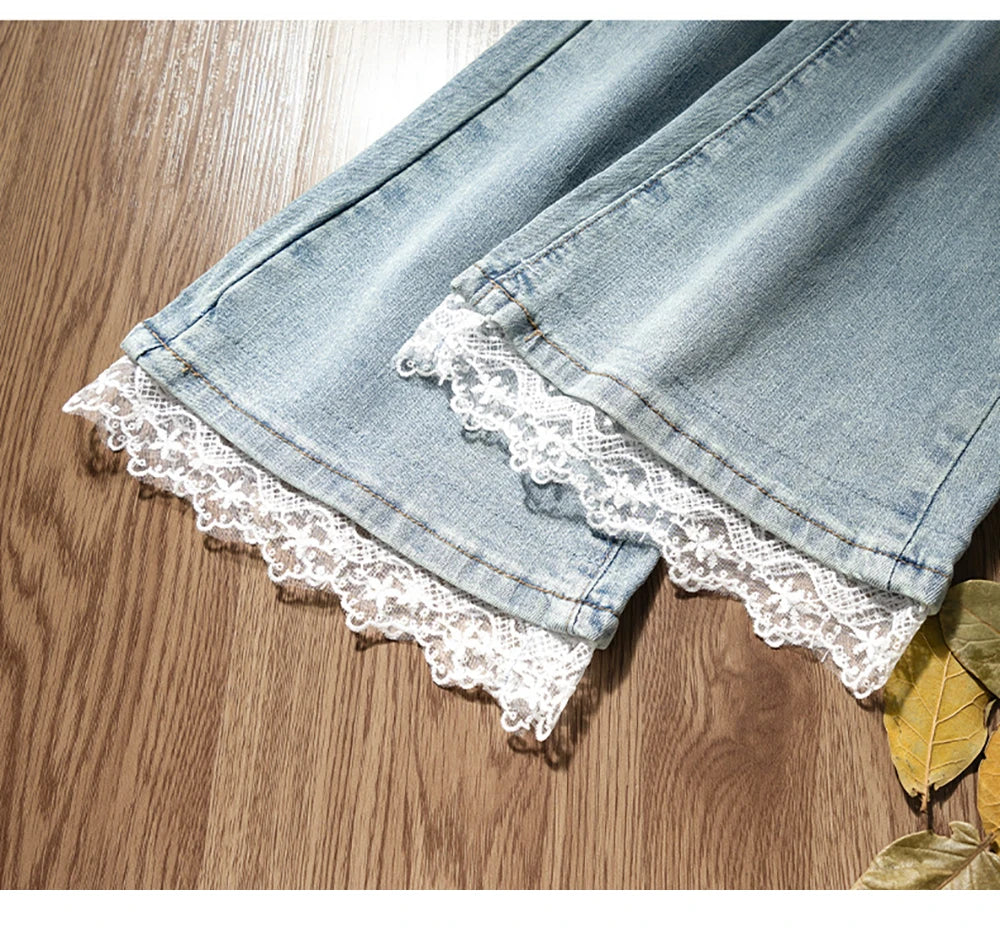 Lace Patchwork Flared Jeans
