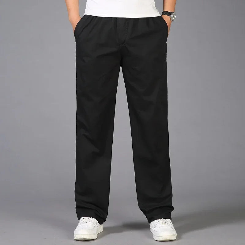Men Pants Casual Cotton Long Pants Straight Joggers
