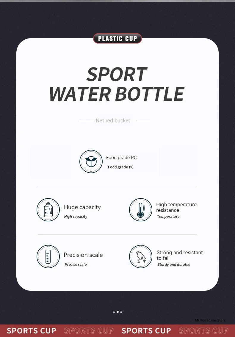 1.7L/2.7L/4L/5L Large Capacity Sports Water Bottle – Gym, Camping & Fitness Hydration Jug