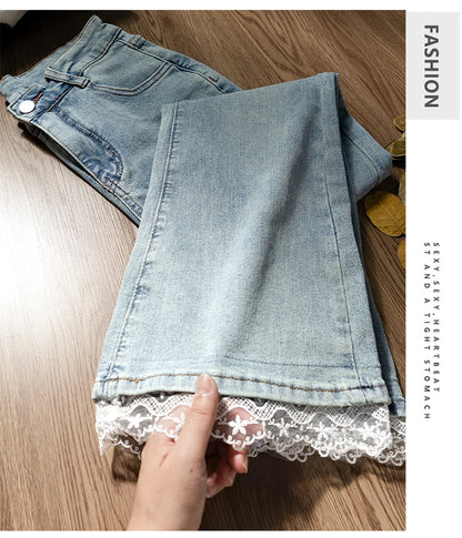 Lace Patchwork Flared Jeans