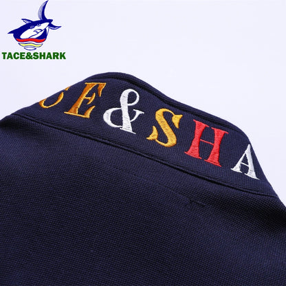 Men‘s Shark Embroidery Long Sleeve Polo Shirt
