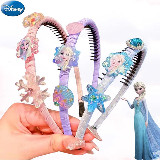 Disney Frozen Anime Figures Cartoon Girl's Hairwear Elsa Anna Doll Hair Accessories Headband Makeup Girls Hairband Toys Gifts