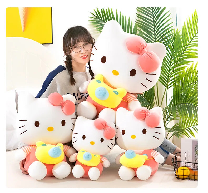 35cm Saniro Hello Kitty Plush Camera KT Cat Doll Cute Cat Kitty Toys Children's Gift Girl Sofy Stuffed Animal Pillow Toys Gifts