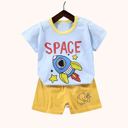 2PCS Cotton Summer T-Shirt and Shorts Set for Toddlers