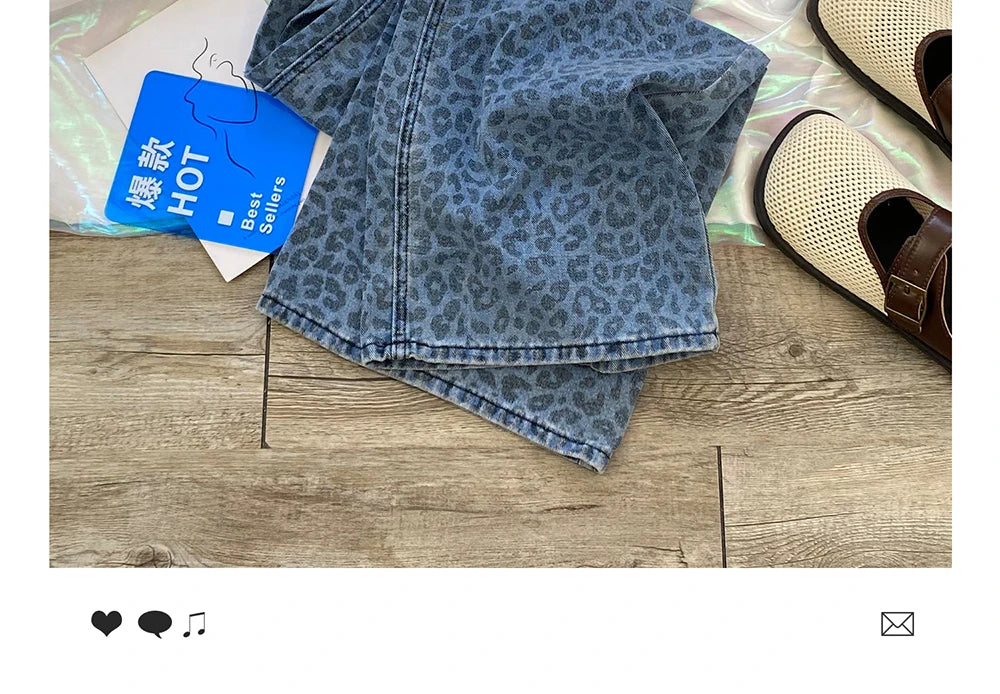 Leopard Print Wide Leg Jeans